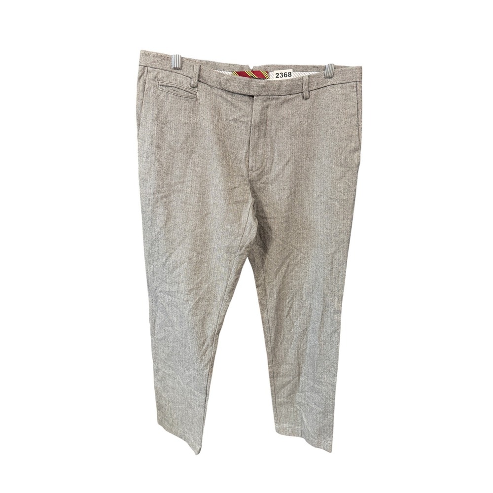 Brooks Brothers Red Fleece Pants Mens 36 Grey Herringbone Chino Dress Trousers
